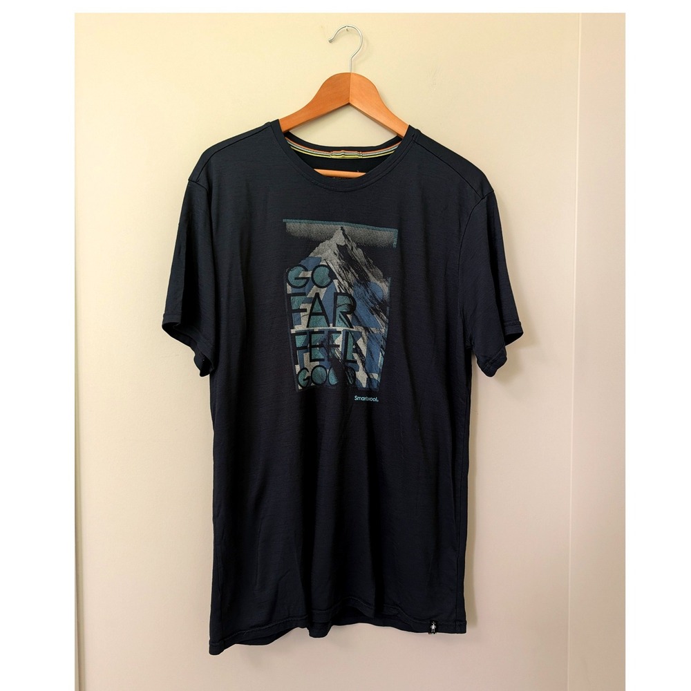 Smartwool Mens Merino Sport 150 Go Far Feel Good Mountain T-Shirt XL Blue
